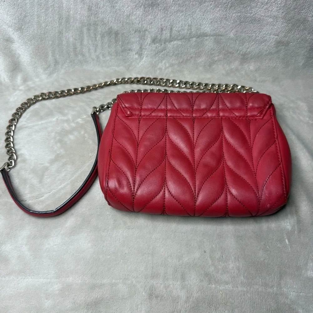Kate Spade New York Quilted Crossbody Bag‎ Red With Gold Chain Strap